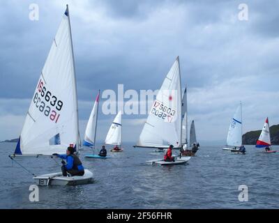 I gommoni che competono nella Regata annuale dello Yacht Club di East Lothian, North Berwick Foto Stock