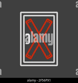 Icona vettoriale della porta incorporata, installazione di schede sulla porta per impedire accessi non autorizzati o abbandonate. Dimostrazione, protesta, sciopero, rivoluzione Illustrazione Vettoriale