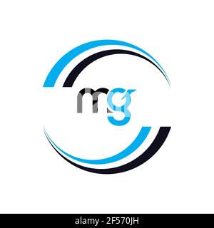 DESIGN con logo MG Letter. Icona del logo MG con lettere iniziali. Lettera astratta MG M G modello minimo di disegno del logo. M G Letter design vettoriale con colori neri. Foto Stock