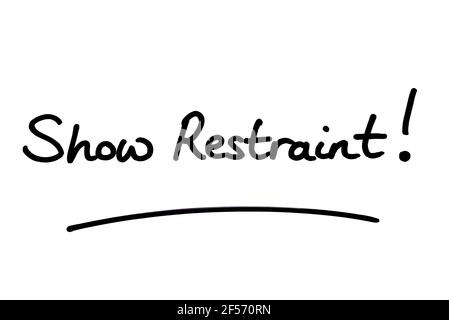 Mostra vincolo! scritto a mano su sfondo bianco. Foto Stock