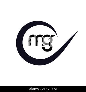 DESIGN con logo MG Letter. Icona del logo MG con lettere iniziali. Lettera astratta MG M G modello minimo di disegno del logo. M G Letter design vettoriale con colori neri. Foto Stock