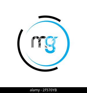 DESIGN con logo MG Letter. Icona del logo MG con lettere iniziali. Lettera astratta MG M G modello minimo di disegno del logo. M G Letter design vettoriale con colori neri. Foto Stock
