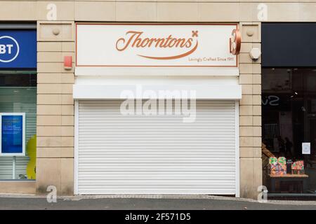 Ex negozio di cioccolato Thornton. 30 Fargate, Sheffield City Centre, Inghilterra, GB Foto Stock