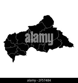 Vettore della mappa del paese della Repubblica Centrafricana con le aree regionali Illustrazione Vettoriale