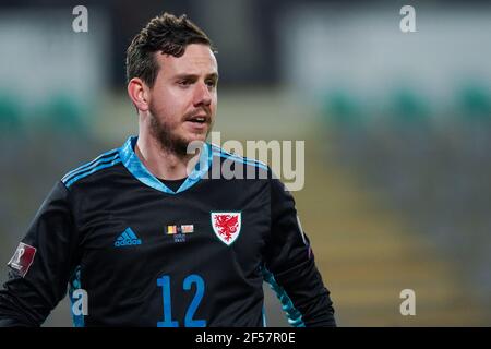 LEUVEN, BELGIO - MARZO 24: Danny Ward of Wales durante la Coppa del mondo FIFA 2022 Qatar Qualifier match tra Belgio e Galles a Den Dreef il 2 marzo Foto Stock