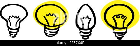 VETTORE DELLE ICONE DELLA LINEA DELLA LAMPADINA. ILLUMINAZIONE LAMPADA ELETTRICA Illustrazione Vettoriale