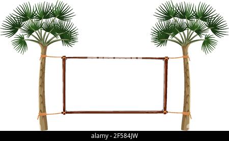 Banner vuoto con grandi alberi su sfondo bianco illustrazione Illustrazione Vettoriale