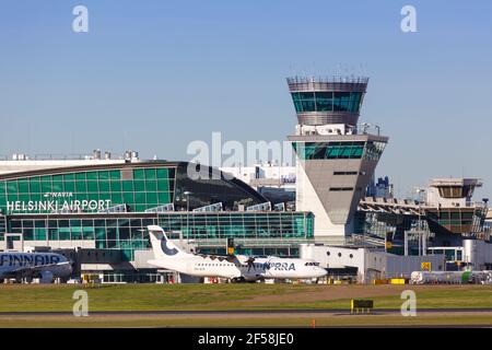 Helsinki, Finlandia - 25 maggio 2018: Un aereo NORRA ATR-72 all'aeroporto di Helsinki (HEL) in Finlandia. Foto Stock