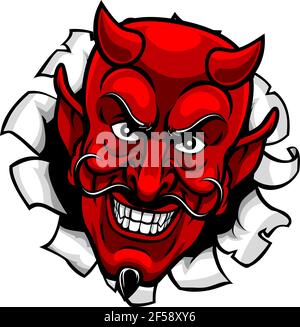 Devil Satan Evil Mascot viso Cartoon Illustrazione Vettoriale