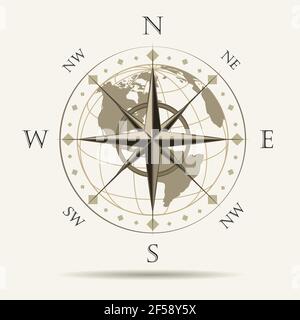 Navigation emblema di Wind Rose. Vector Illustration. Illustrazione Vettoriale