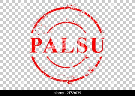 Vector Red Circle Rubber Stamp, Palsu o Fake in lingua indonesiana Illustrazione Vettoriale