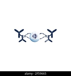 Robot drone con telecamera ed eliche isolate Illustrazione Vettoriale