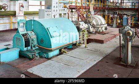 Elemento interno chimico Enterprise compressore pneumatico ad alta pressione retro progettazione per officine e reparti di impianti con aria Foto Stock