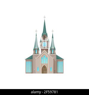 Chiesa cattolica costruzione architettura vettore icona Illustrazione Vettoriale