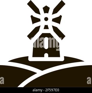 windmill in Prato icona Vector Glyph Illustrazione Illustrazione Vettoriale