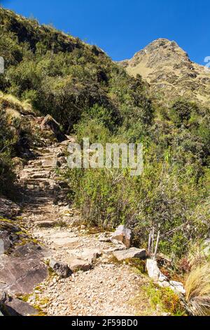 Trekking Choquequirao sentiero inca, percorso da Coquequirao a Machu Picchu in Perù Foto Stock