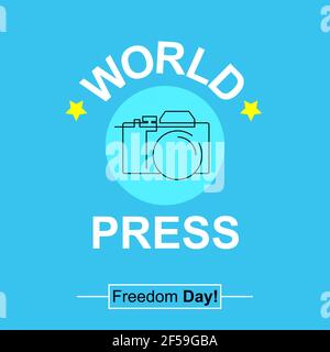 World Press Freedom Day illustrazione creativa con design piatto. Progetta con una fotocamera. 3 maggio 2021. Illustrazione vettoriale. Foto Stock