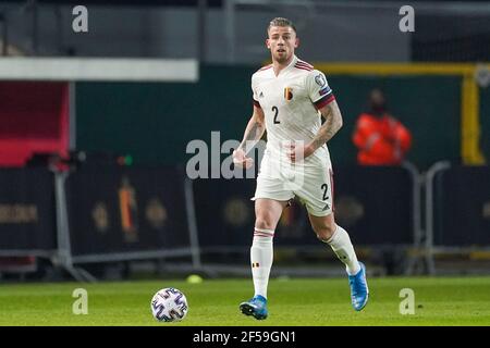 Toby Alderweireld del Belgio durante la Coppa del mondo FIFA 2022, la partita di calcio del gruppo e dei qualificatori tra il Belgio e il Galles il 24 marzo 2021 al King Power allo stadio Den Dreef di Leuven, Belgio - Foto Jeroen Meuwsen / Orange Pictures / DPPI / LiveMedia Foto Stock