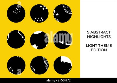 La storia grunge mette in evidenza le icone di copertina per i social media. Set di banner grunge astratto. Illustrazione Vettoriale