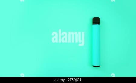 Sigaretta elettronica monouso blu su sfondo blu luminoso Foto stock
