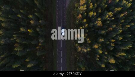 Caravan guida nella foresta d'autunno 05 Foto Stock