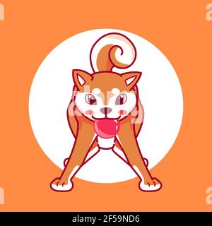 illustrazione del cane di shiba inu. disegno di mascotte Illustrazione Vettoriale