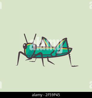 Semplice illustrazione del grasthopper. Disegno vettoriale Illustrazione Vettoriale
