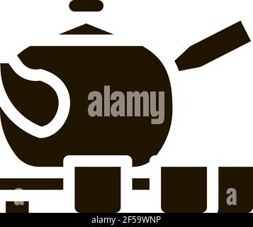 Teiera con coppe icona Vector Glyph Illustrazione Illustrazione Vettoriale