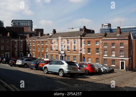 Paradise Square, area protetta, edifici georgiani nel centro di Sheffield, Inghilterra, edifici classificati di grado II* del Regno Unito Foto Stock