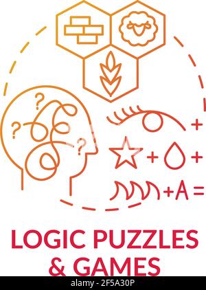 Logica puzzle e giochi rosso gradiente concetto icona Illustrazione Vettoriale