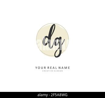 Testo iniziale della lettera e logo della firma DG. Un logo iniziale di calligrafia concettuale con elemento modello. Illustrazione Vettoriale