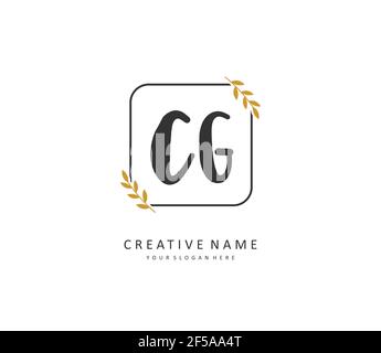 CG scrittura a mano della lettera iniziale e logo della firma. Un logo iniziale di calligrafia concettuale con elemento modello. Illustrazione Vettoriale