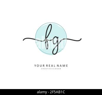 FG scrittura iniziale della lettera e logo della firma. Un logo iniziale di calligrafia concettuale con elemento modello. Illustrazione Vettoriale