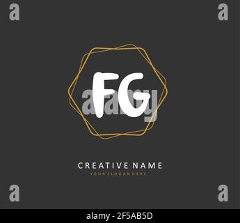 FG scrittura iniziale della lettera e logo della firma. Un logo iniziale di calligrafia concettuale con elemento modello. Illustrazione Vettoriale