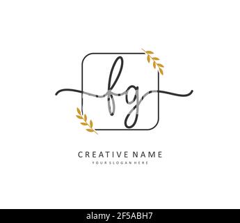 FG scrittura iniziale della lettera e logo della firma. Un logo iniziale di calligrafia concettuale con elemento modello. Illustrazione Vettoriale