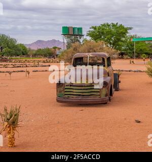 Relitto nel Parco Nazionale Namib Naukluft a Betta, Namibia, Africa Foto Stock