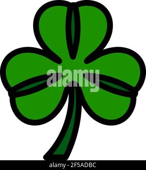 Icona Shamrock. Contorno grassetto modificabile con disegno riempimento colore. Illustrazione vettoriale. Illustrazione Vettoriale