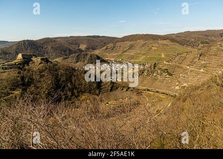 Castello di Saffenburg sull'Ahr a Rech, Germania Foto Stock