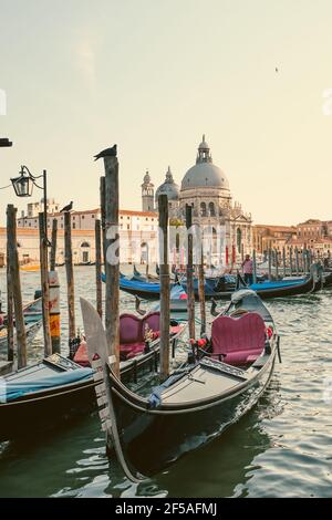 Vista laterale sul fiume della Chiesa di Santa Maria della Salute Foto Stock