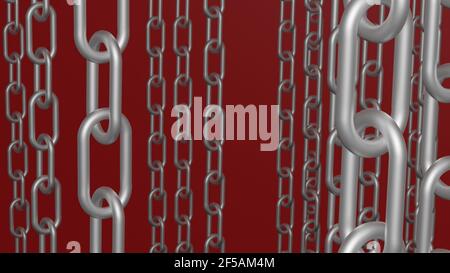rendering 3d di catene isolate su sfondo maroone in illustratti Foto Stock