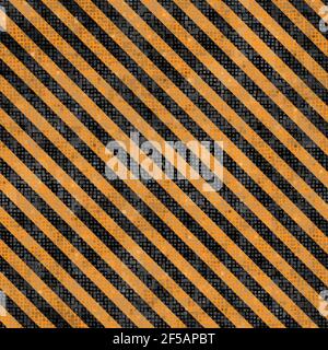 Segnale di avvertimento giallo e strisce nere con texture grunge, background industriale Illustrazione Vettoriale