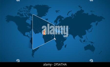 Mappa dettagliata del mondo con mappa ingrandita del Camerun e dei paesi vicini. Bandiera e mappa del Camerun. Illustrazione Vettoriale