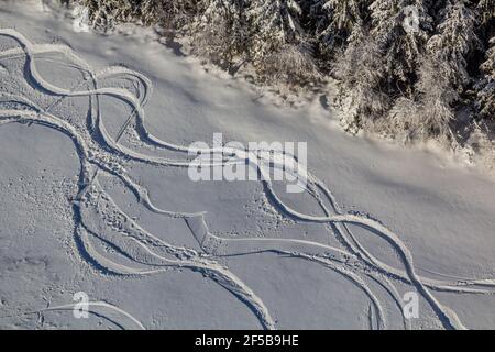 Piste da snowboard a Dolni Morava, Repubblica Ceca Foto Stock