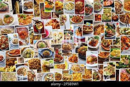 Enorme mondo cucina pasta e noodle collage sfondo Foto Stock