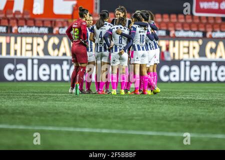 Tijuana, Messico. 22 marzo 2021. Monterrey giocatori durante LA LIGA MX Femenil gioco tra Tijuana e Monterrey a Estadio Caliente a Tijuana, Baja California, Messico. Credit: SPP Sport Press Photo. /Alamy Live News Foto Stock