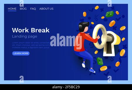 Aprire il blocco, il sito Web della landing page, la password del servizio app. Illustrazione vettoriale Illustrazione Vettoriale