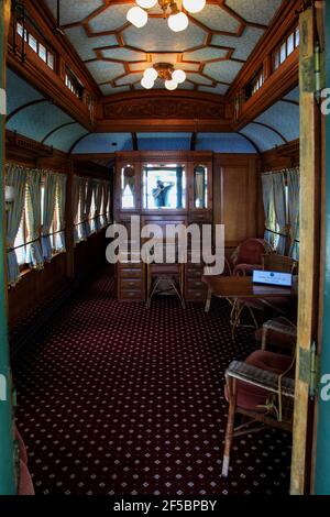 Flagler Museum, Palm Beach, Florida – Kenan Pavilion – Railcar numero 91 – la ferrovia privata di Henry Morrison Flagler, conosciuta come Palace on Wheels Foto Stock