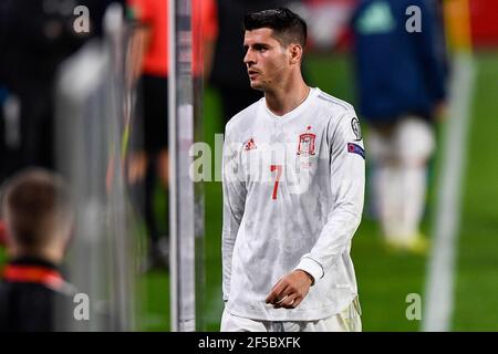 GRANADA, SPAGNA - MARZO 25: Alvaro Morata della Spagna deluso durante la Coppa del mondo FIFA 2022 Qatar Qualifier match tra Spagna e Grecia a Estadi Foto Stock