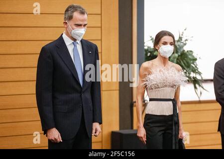 Andorra la Vella, SP - Marzo 25: **NESSUNA SPAGNA** Re Felipe VI di Spagna, Regina Letizia di Spagna partecipa alla cena ufficiale ospitata dai Co-principi di Andorra durante una visita di 2 giorni nel Principato di Andorra all'Andorra Park Hotel il 25 marzo 2021 ad Andorra la Vella, Principato di Andorra. Credito: Jimmy Olsen/MediaPunch Foto Stock