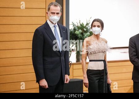 Andorra la Vella, SP - Marzo 25: **NESSUNA SPAGNA** Re Felipe VI di Spagna, Regina Letizia di Spagna partecipa alla cena ufficiale ospitata dai Co-principi di Andorra durante una visita di 2 giorni nel Principato di Andorra all'Andorra Park Hotel il 25 marzo 2021 ad Andorra la Vella, Principato di Andorra. Credito: Jimmy Olsen/MediaPunch Foto Stock